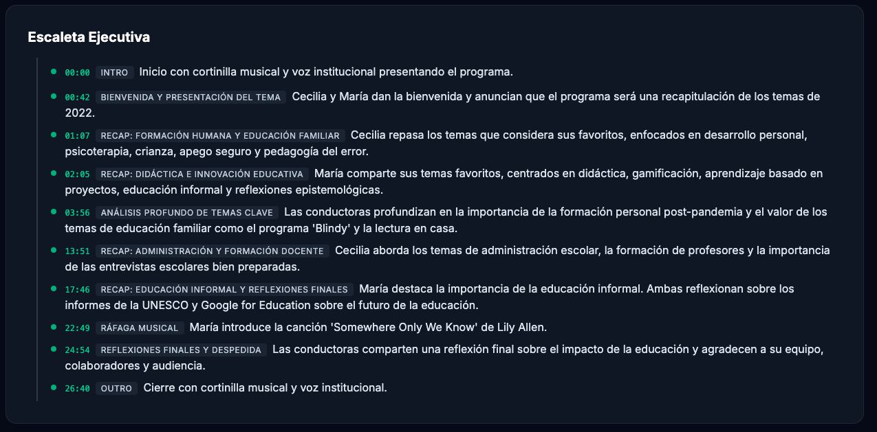 Escaleta Minuto a Minuto